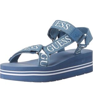 Guess Denim Blue Logo Sandals
